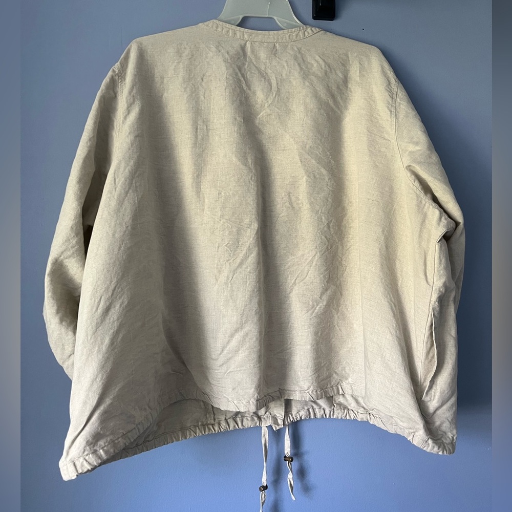 Liz Claiborne Linen Cotton Button Up Lightweight Jacket Top 5X in Neutral Beige - Picture 2 of 3